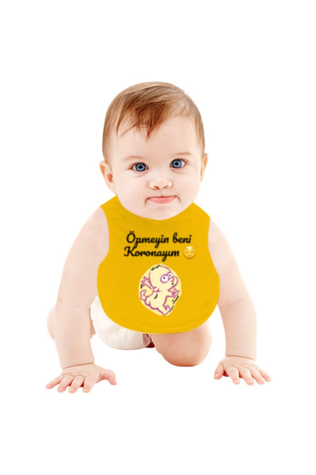 Tisho Komik Yazılı Bebek Resimli Bebek Mama Önlüğü