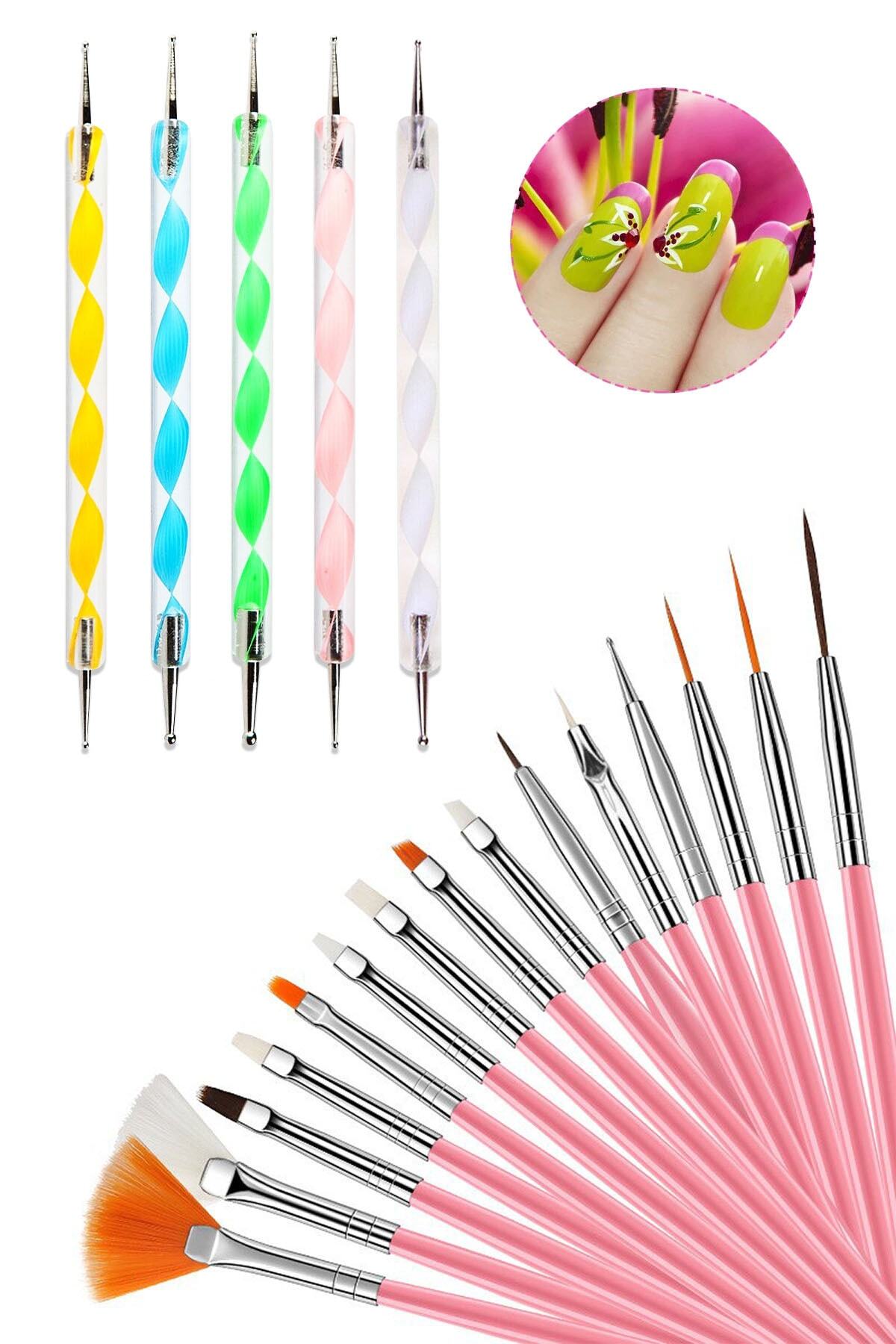 İBCCCNDC Profesyonel Tırnak Süsleme Nail Art Fırça Seti Ve Dot Kalem Seti