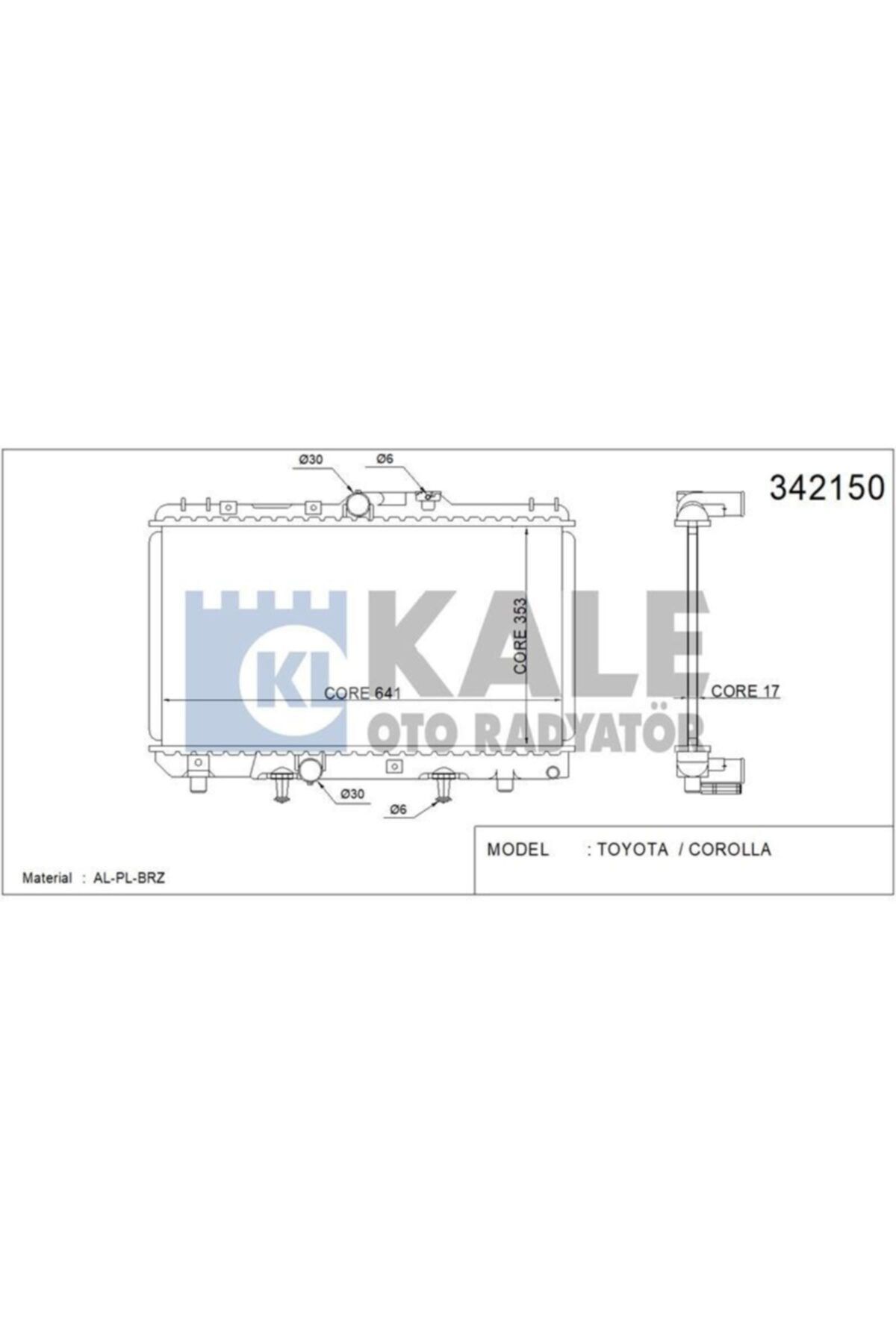 ÖZGÜÇYEDEK Motor Su Radyatoru Corolla Ae101 1992 1997 Otomatık Vıtes (641x353x17)