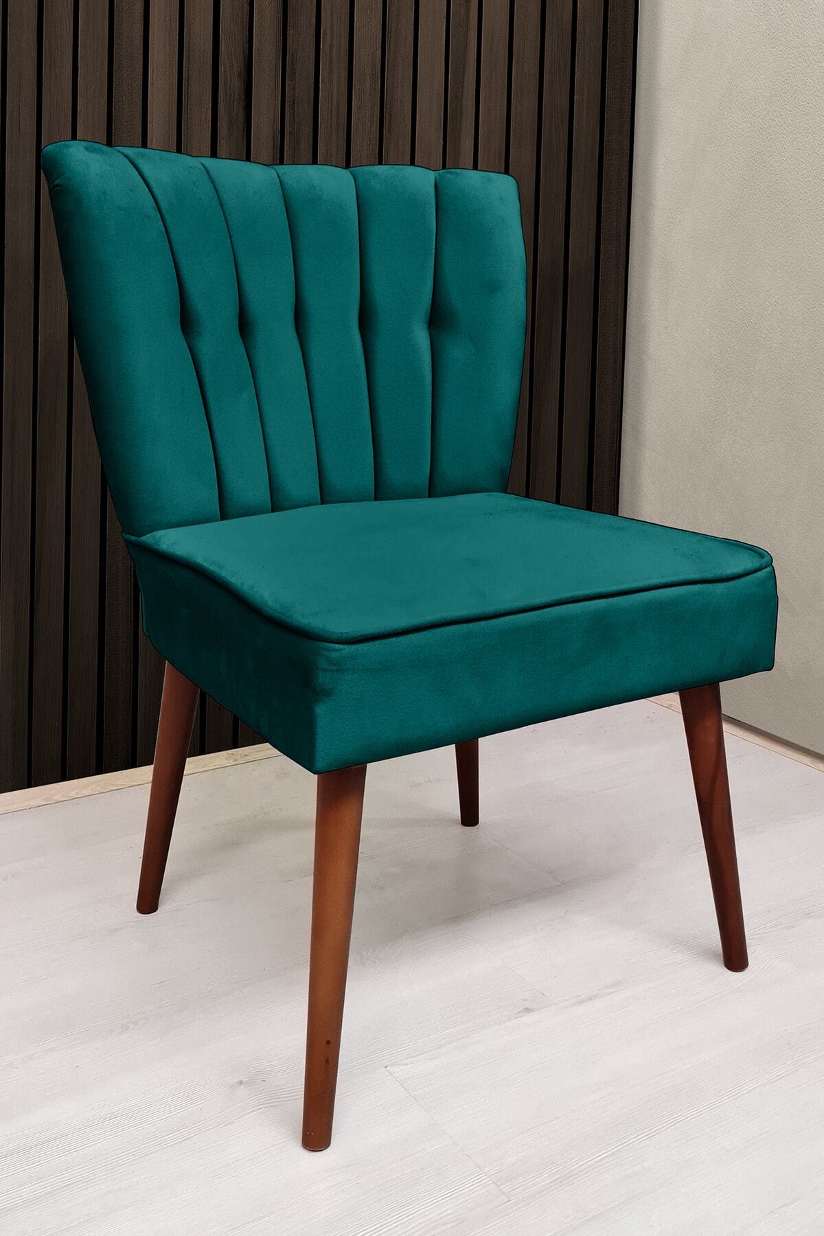 VIANEM Balkon Ofis Cafe Bahçe Zambak Çay Seti Berjer | Kahve Ahşap Ayak Petrol Mavisi