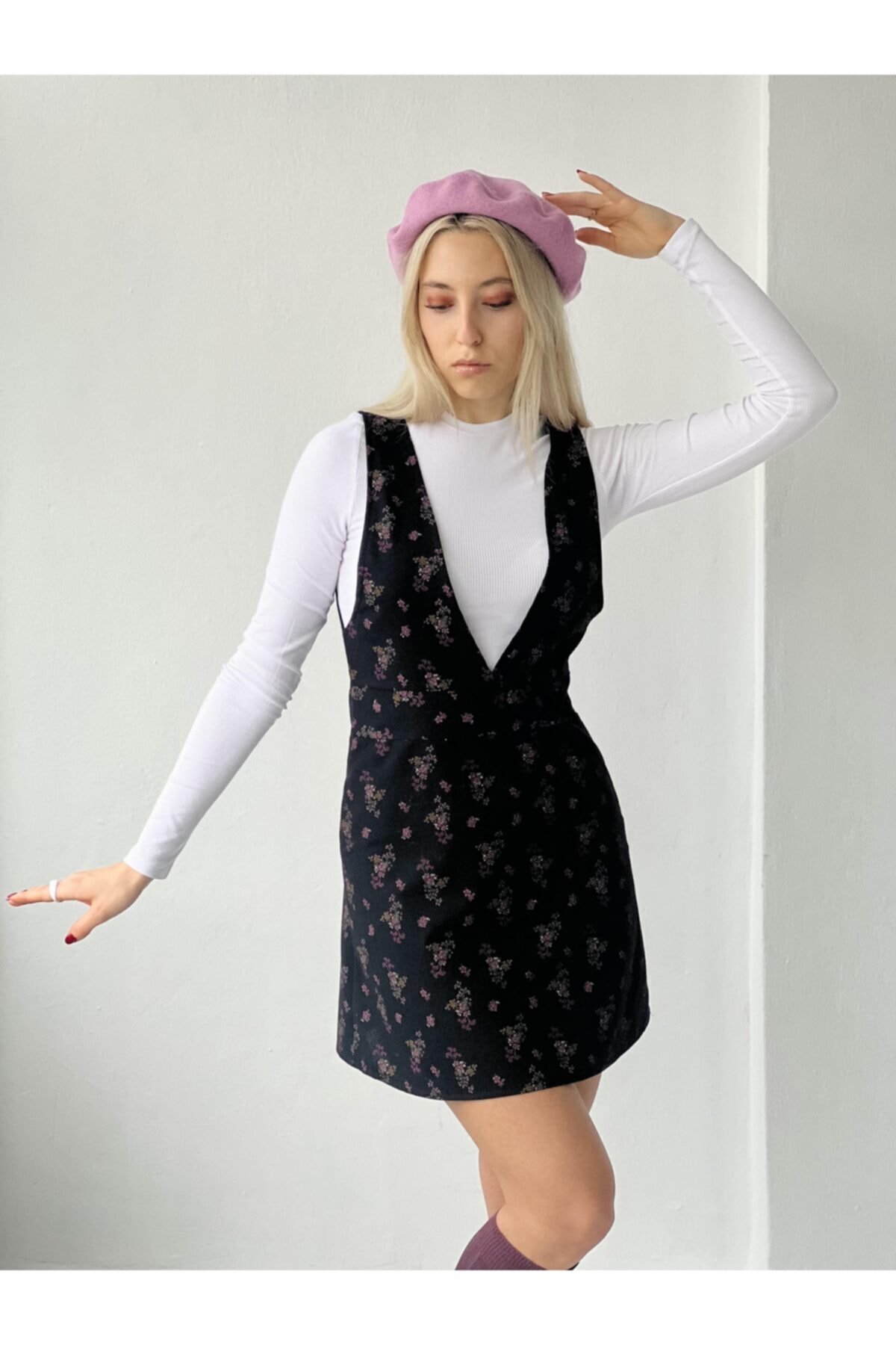 Retrobird Çiçekli Jile Salopet Elbise