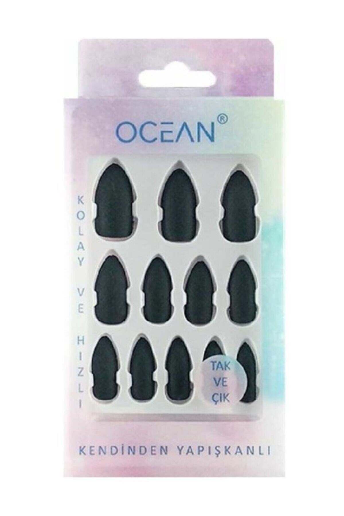 Ocean Larin 12adet Siyah Mat Takma Tırnak Yapıştırıcı Hediyeli