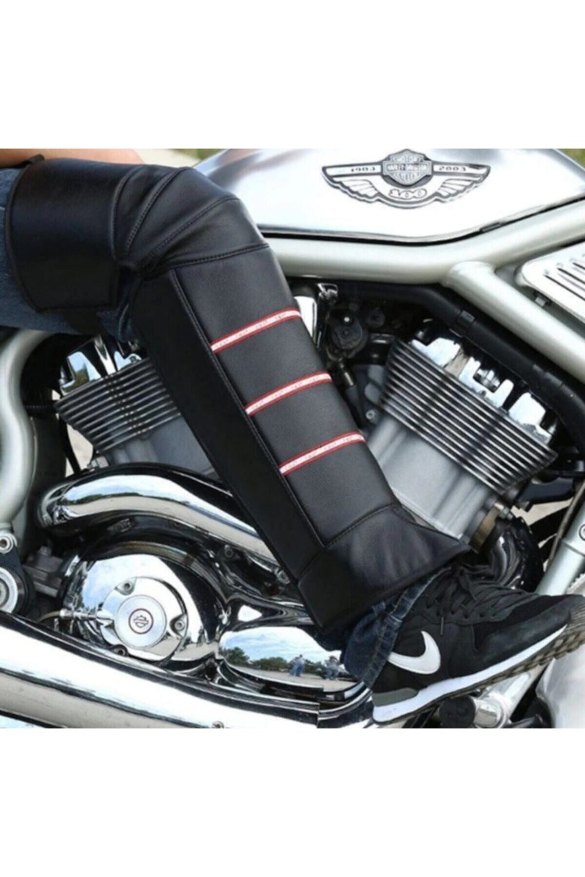 Prosev Motosiklet Bacak Örtüsü Deri Model Polarlı Cırt Ayarlı Standart Motor Diz Soğuk Rüzgar Yağmur Koruma