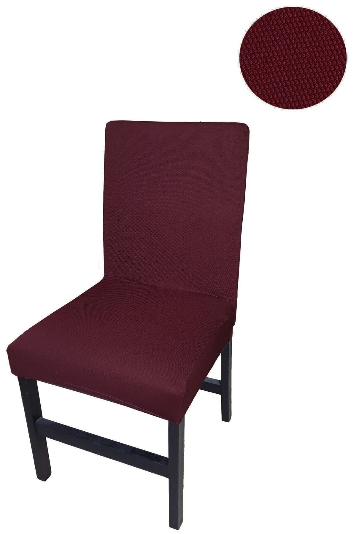 HEYTGAH Balpeteği Likra Kumaşlı Sandalye Örtüsü , Yıkanabilir Sandalye Kılıfı 6li Bordo