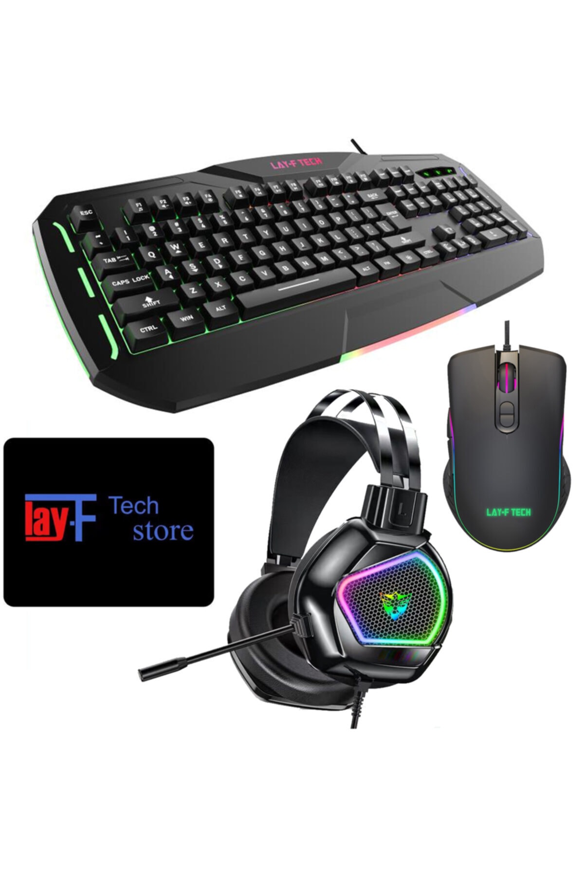 layftech Sc790-a867-h155 Oyuncu Klavye Mouse Kulaklık Mouse Pad,4'lü Gaming Set