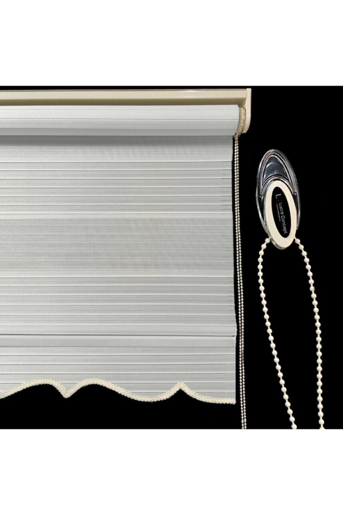 Brillant Pliseli Zebra Perde Etek Dilimli Ekru Mz481a