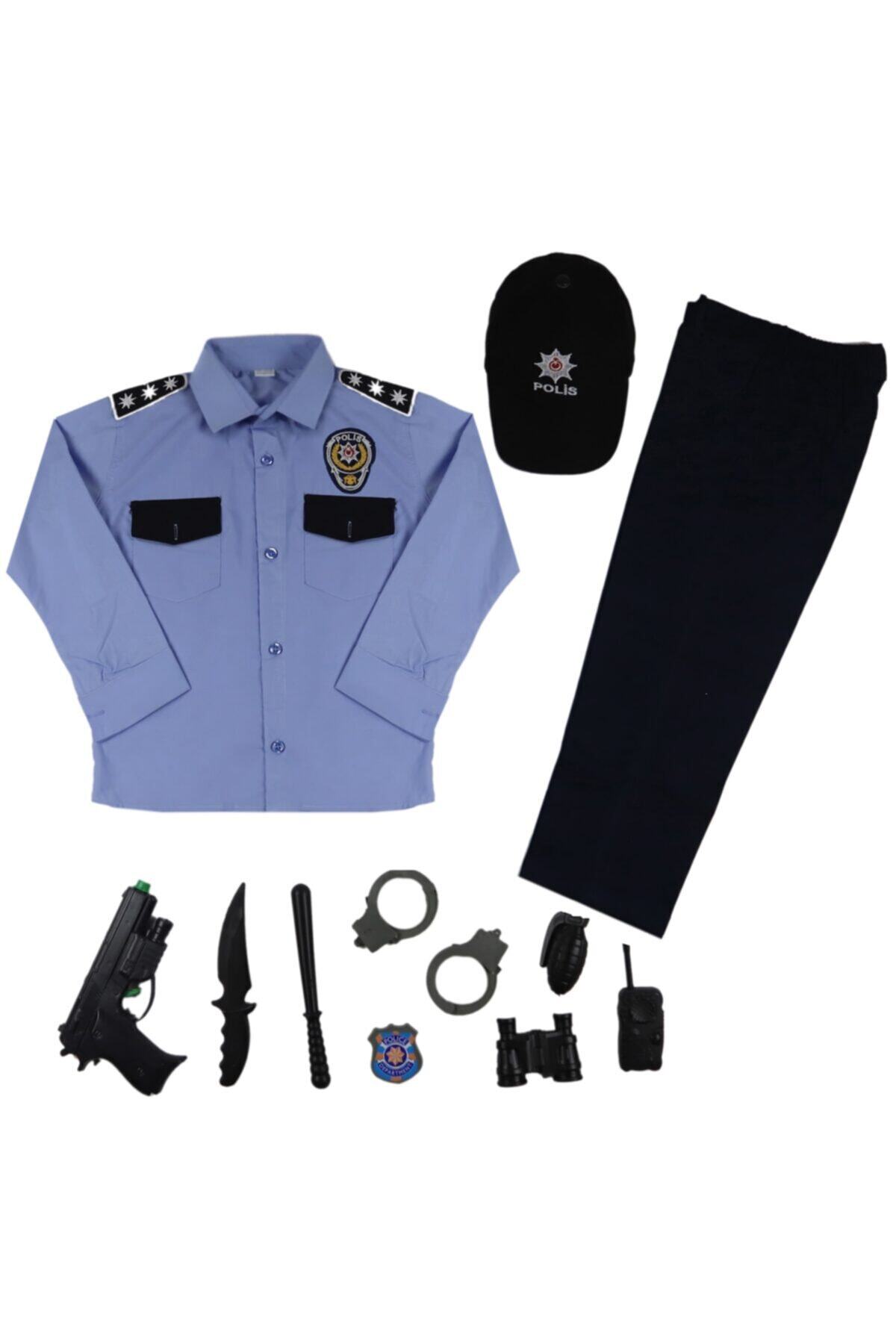 Liyavera Unisex Çocuk Mavi Türk Polis Kostümü Kıyafeti