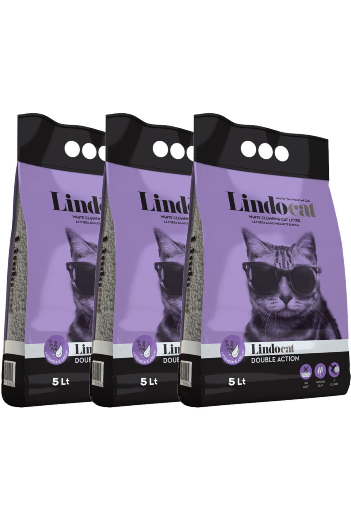 Lindo Cat Lindocat 5 Lt Ince Lavanta &argan Kedi Kumu 5 Lt * 3 Adet