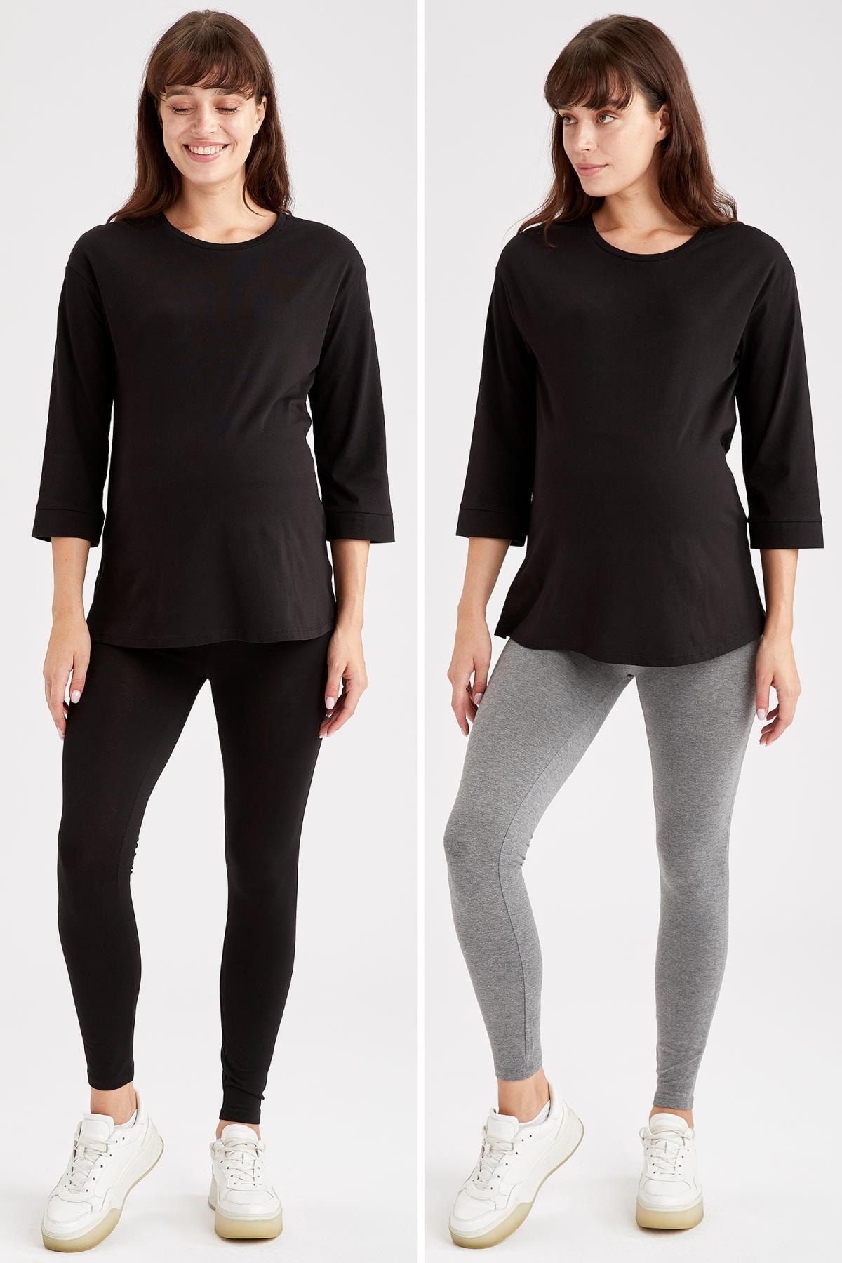 DeFacto Kadın Siyah Skinny Fit Pamuklu 2'Li Hamile Taytı V5789AZ21AU