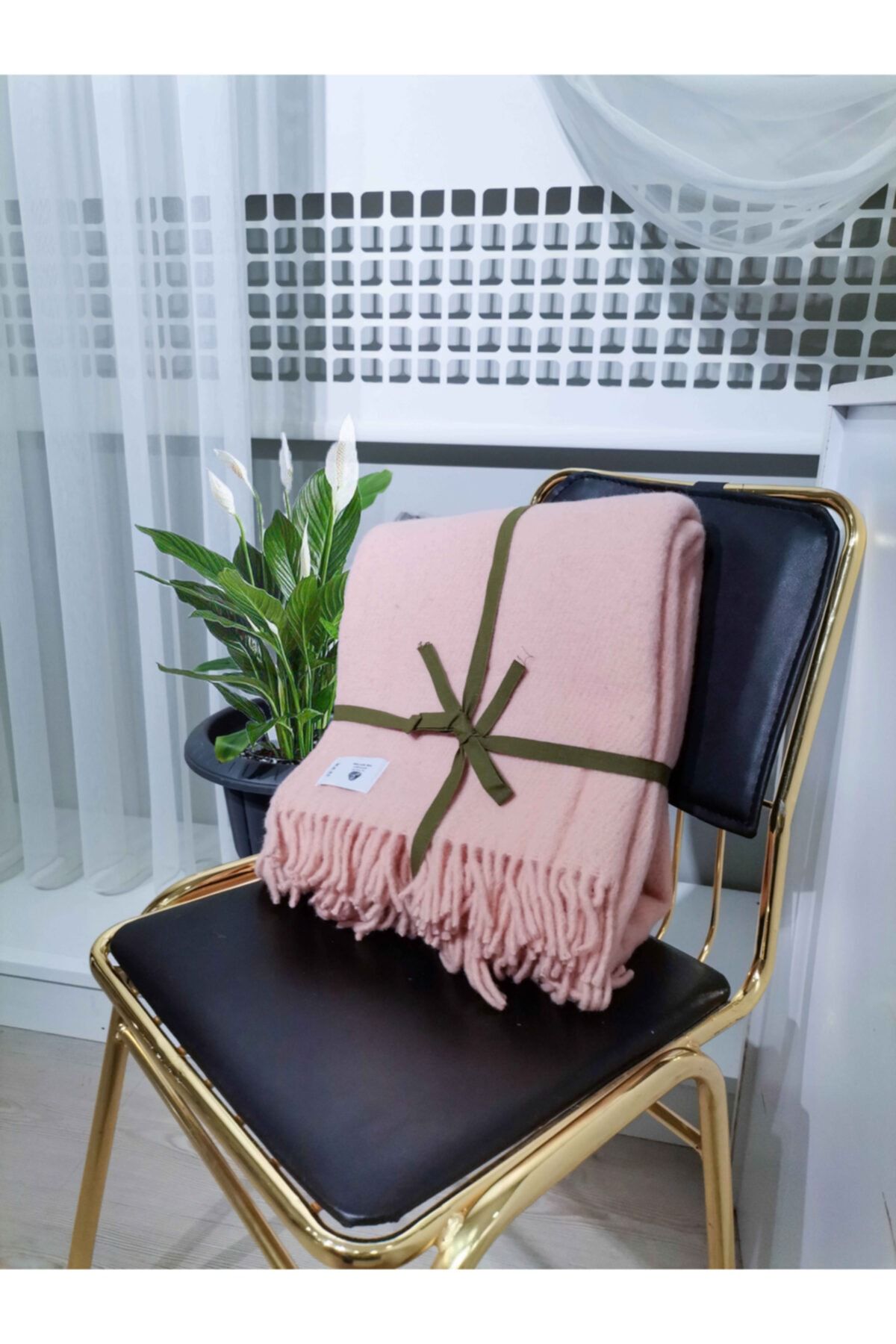 LoyalWoman Büyük %100 Saf Yün Tv Diz Battaniyesi (140X180) Scotch - Toz Pembe