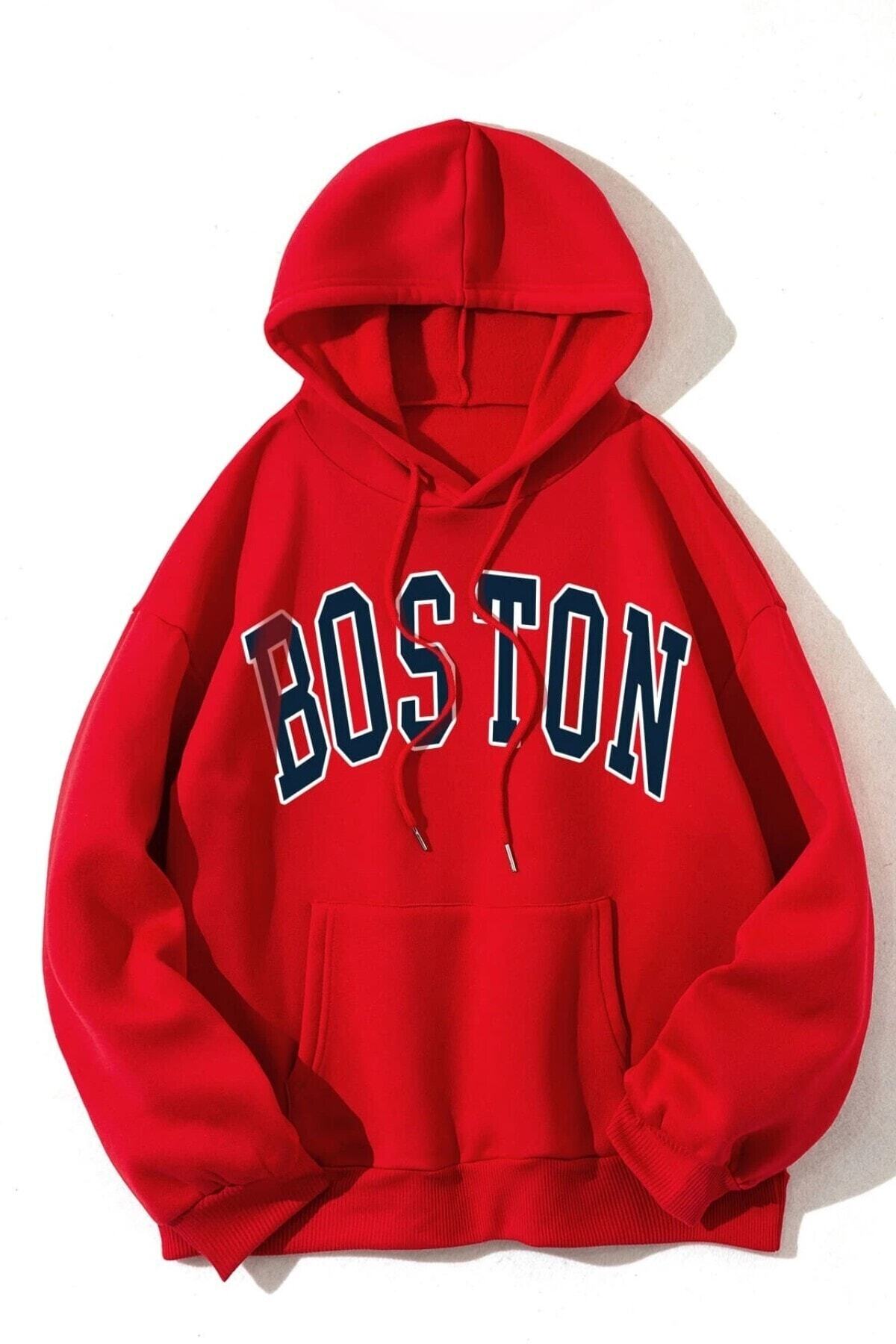 LEDRESS Unisex Kırmızı Baskılı Oversize Sweatshirt