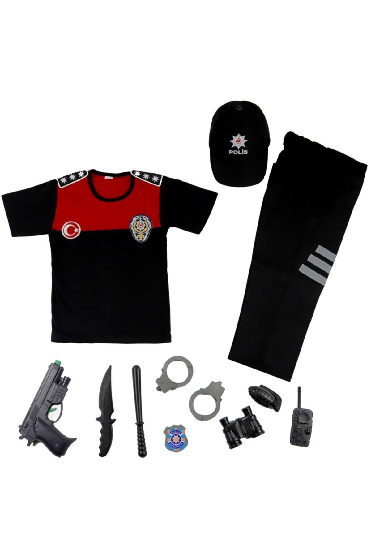 Liyavera Kırmızı Türk Yunus Polis Kostümü Unisex Çocuk Kıyafeti Kısa Kollu