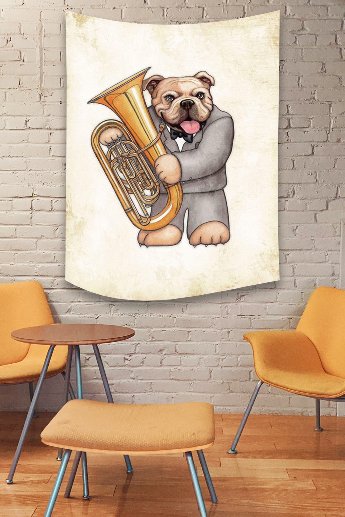 BiTablom Bulldog Music Tuba Art Duvar Halısı