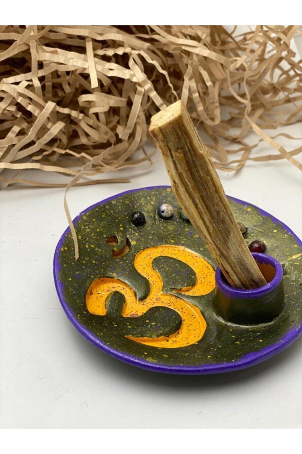 vivus in Vivusin Om Çakra Taşlı Palo Santo Tütsülük Yeşil-mor Palo Santo Hediyeli