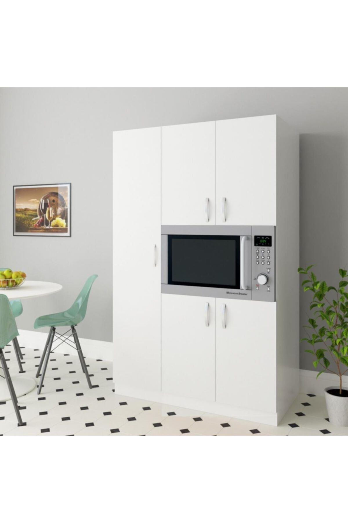dekorstilim 5 Kapaklı Yeni Mini Fırın Mutfak Kiler Erzak Dolabı