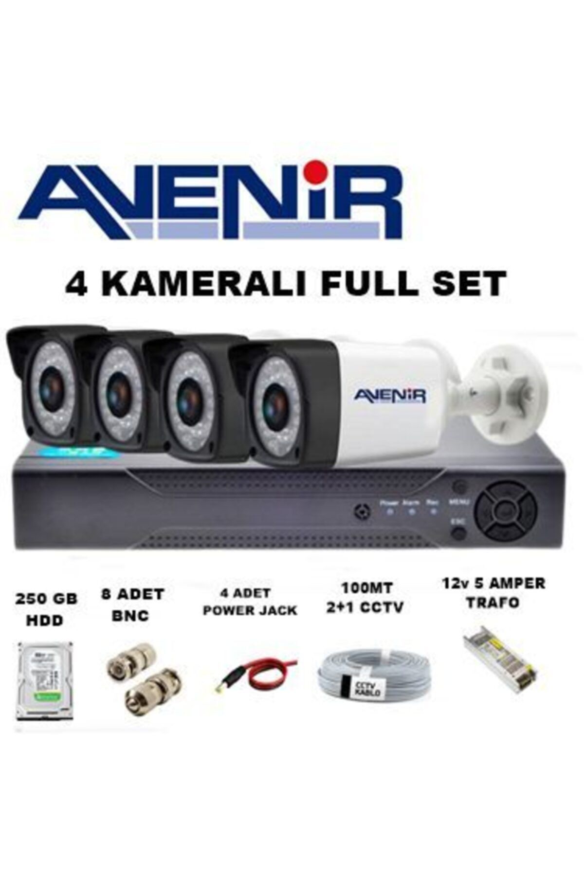 AVENİR 4 Kameralı Güvenlik Kamerası Seti