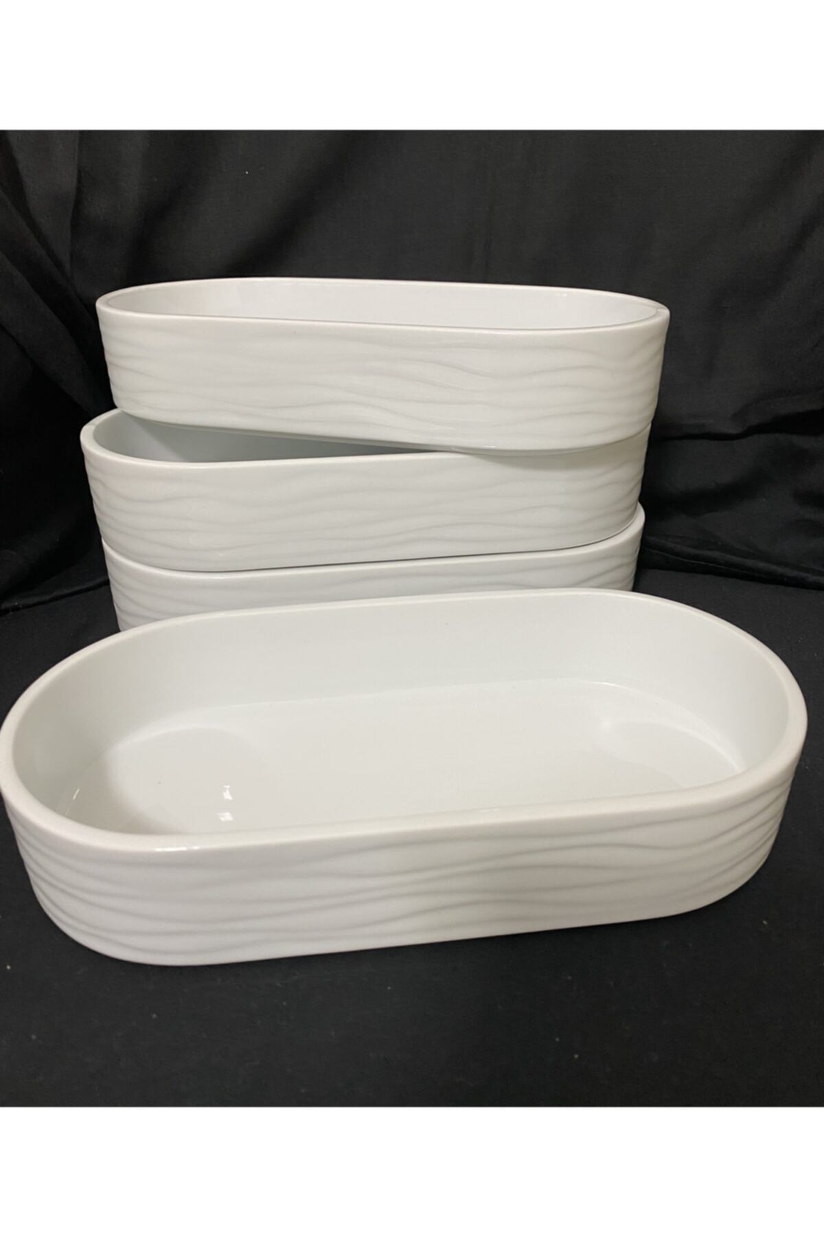 Kütahya Porselen Sea Wae Serisi 24 Cm 2’li Oval Çerezlik Kahvaltılık Mezelik Sunumluk Kayık Tabak