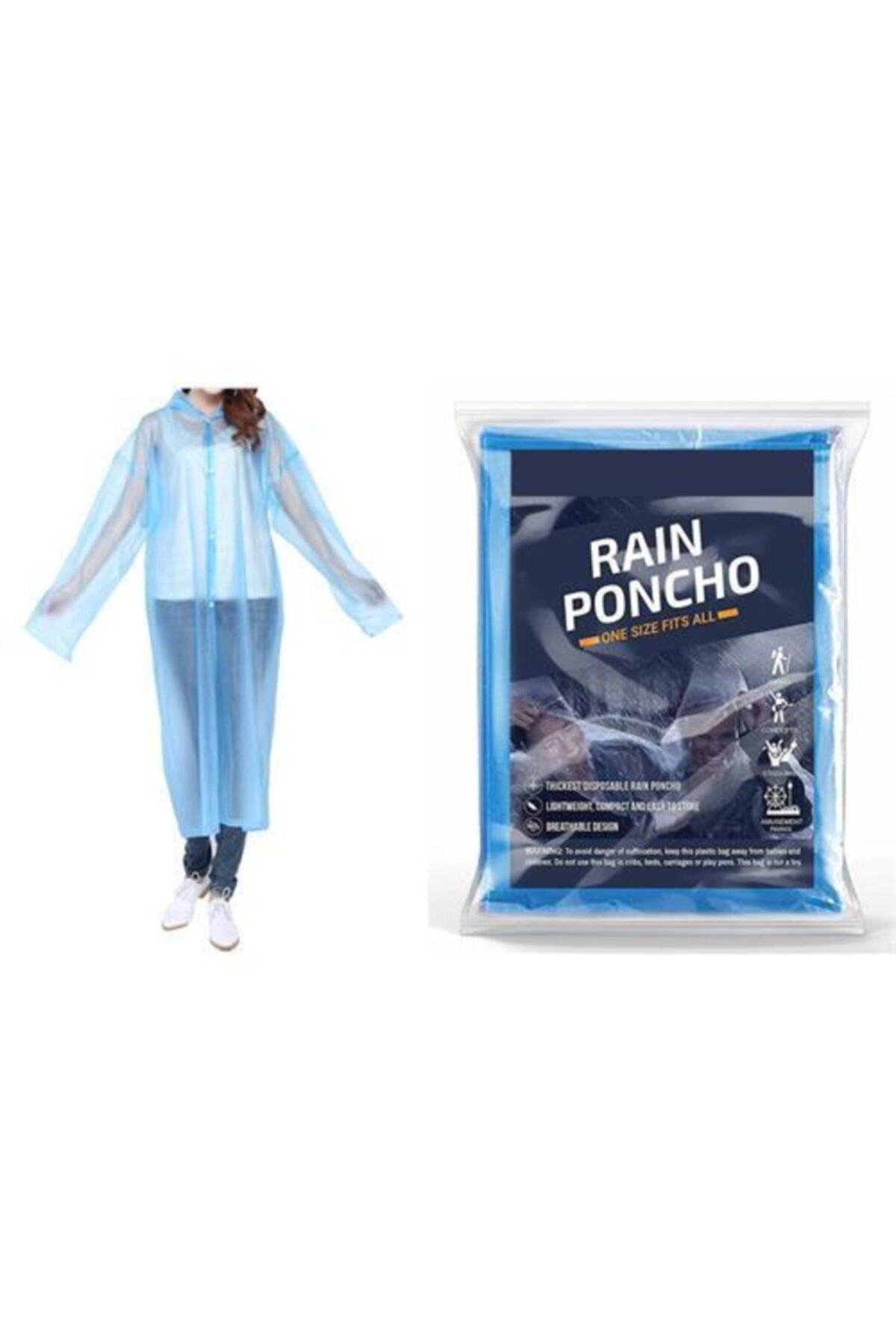 KaktüsKedi Mavi 3 Adet Pratik Yağmurluk 711606 6 Lı