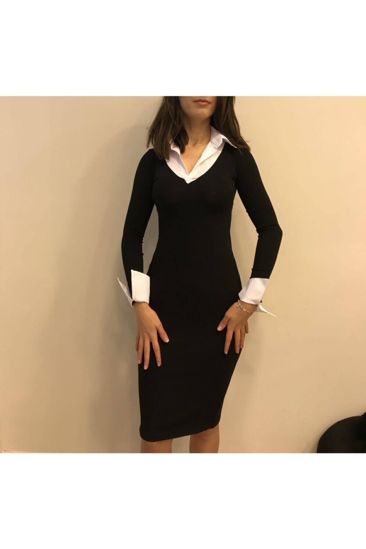Merymoda Siyah Beyaz Elbise