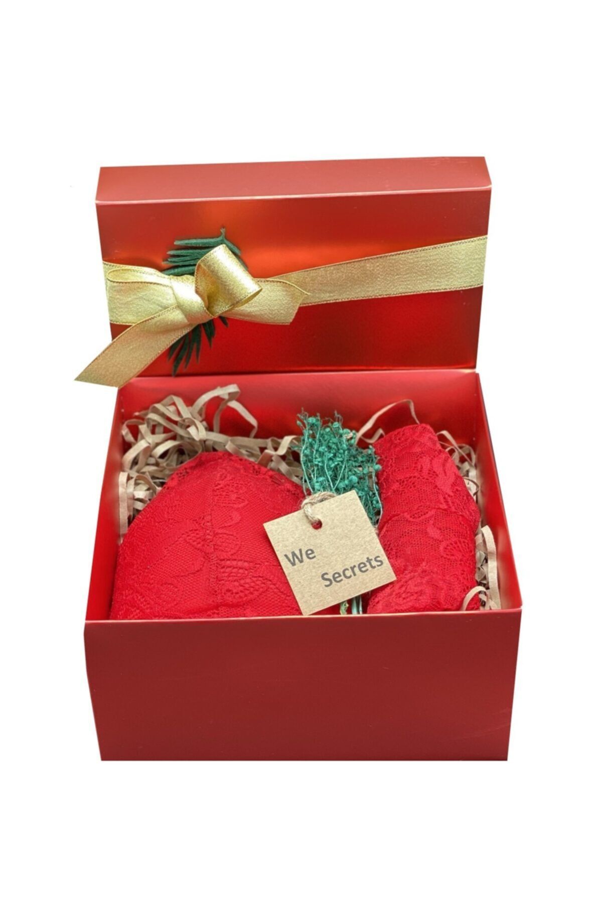 We Secrets , Yeni Yıl Hediye Kutusu, Kırmızı Bralet Sütyen, Kırmızı Külot, Yılbaşı Kırmızı Külot