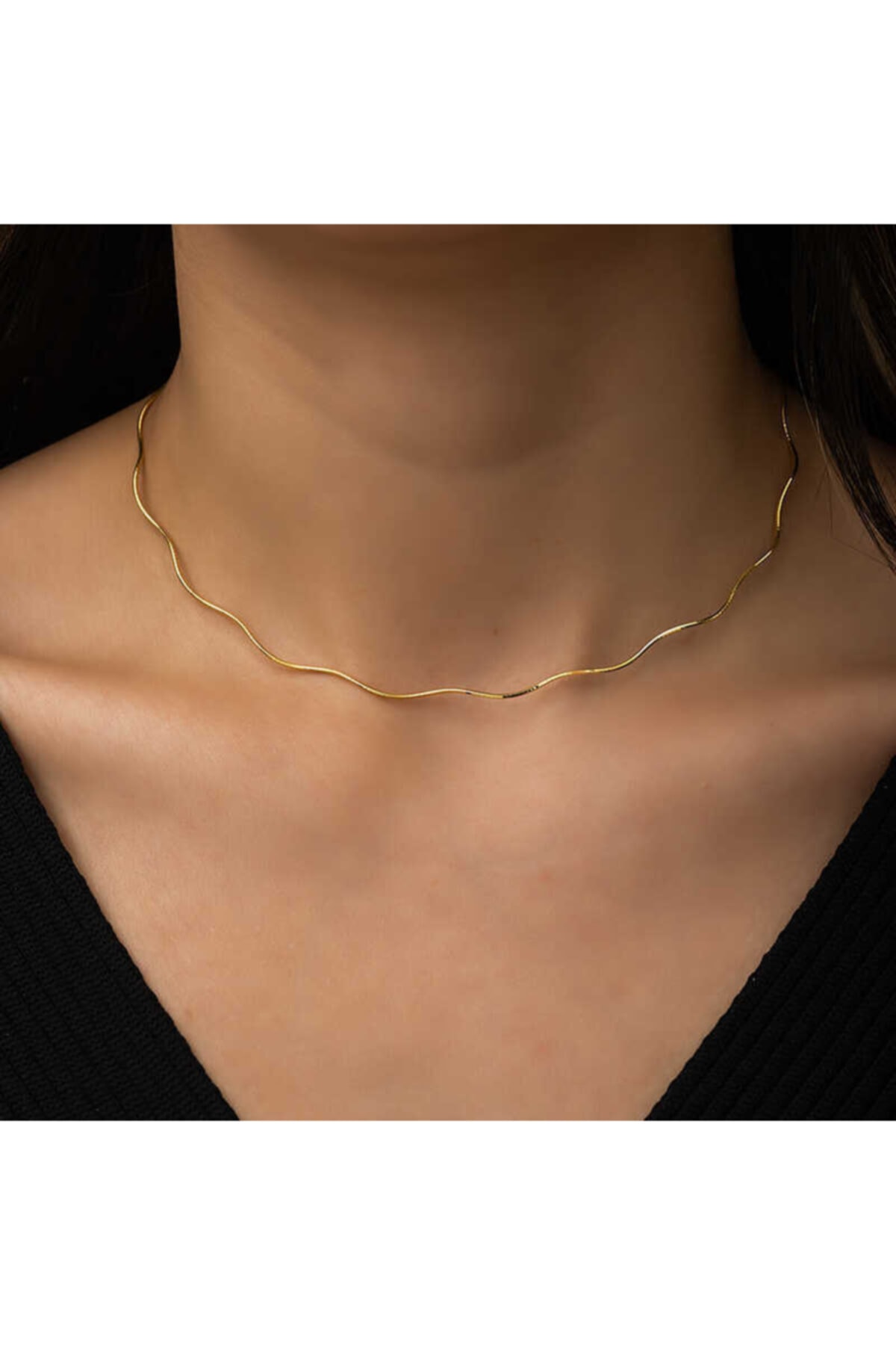Candie Silver 40 Cm Omega Choker Gold Renk 925 Ayar Gümüş Kadın Zincir