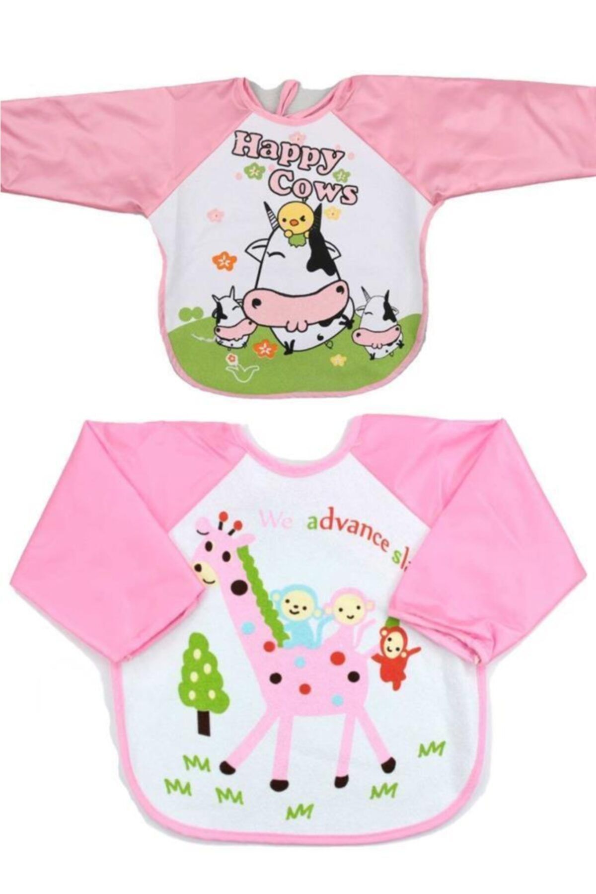 POKY BEBE Uzun Kollu Mama + Faliyet Önlüğü Pembe 2'li