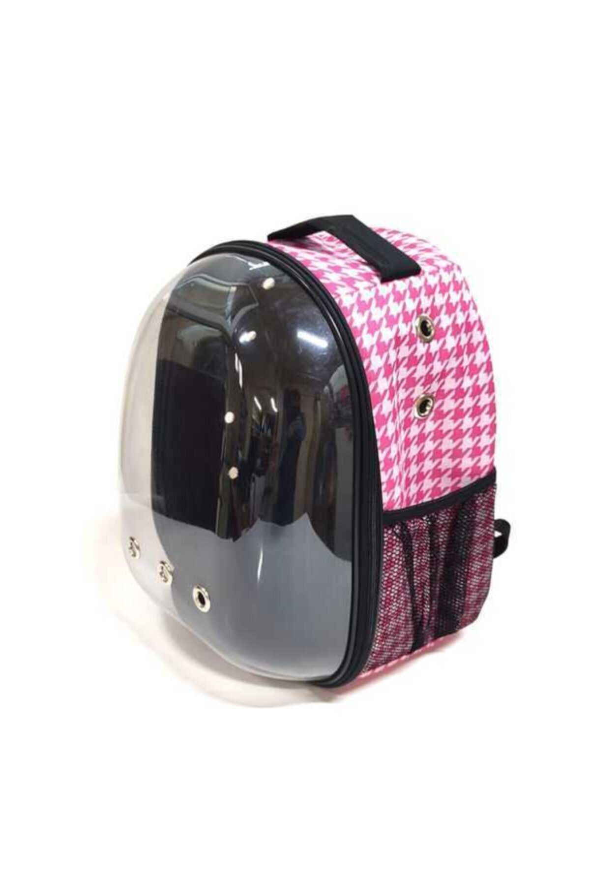 Karamamba Desenli Şeffaf Astronot Kedi Köpek Taşıma Sırt Çantası 45x36x25 Pembe