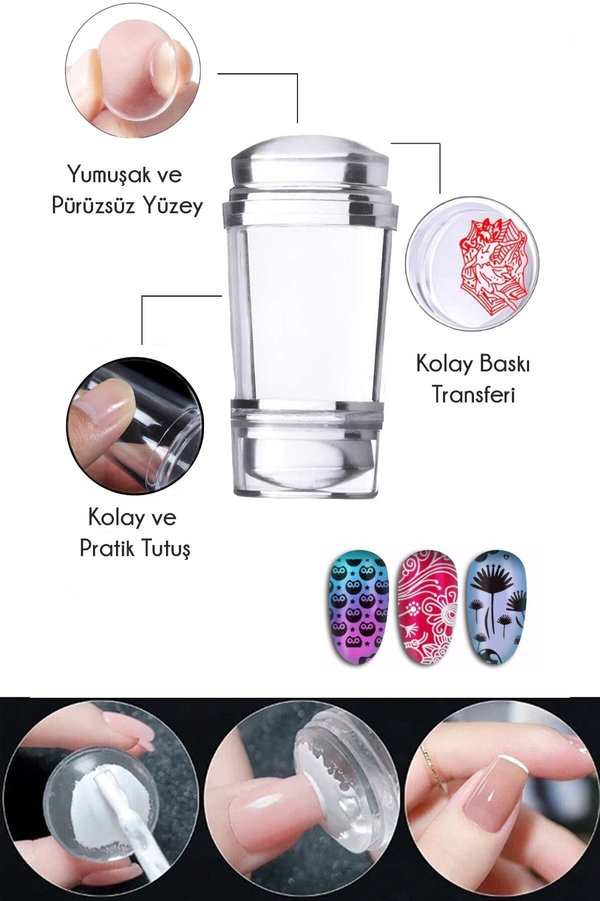 AİLY COSMETİCS Tırnak Süs Damgalama Stamper Kolay French Aleti