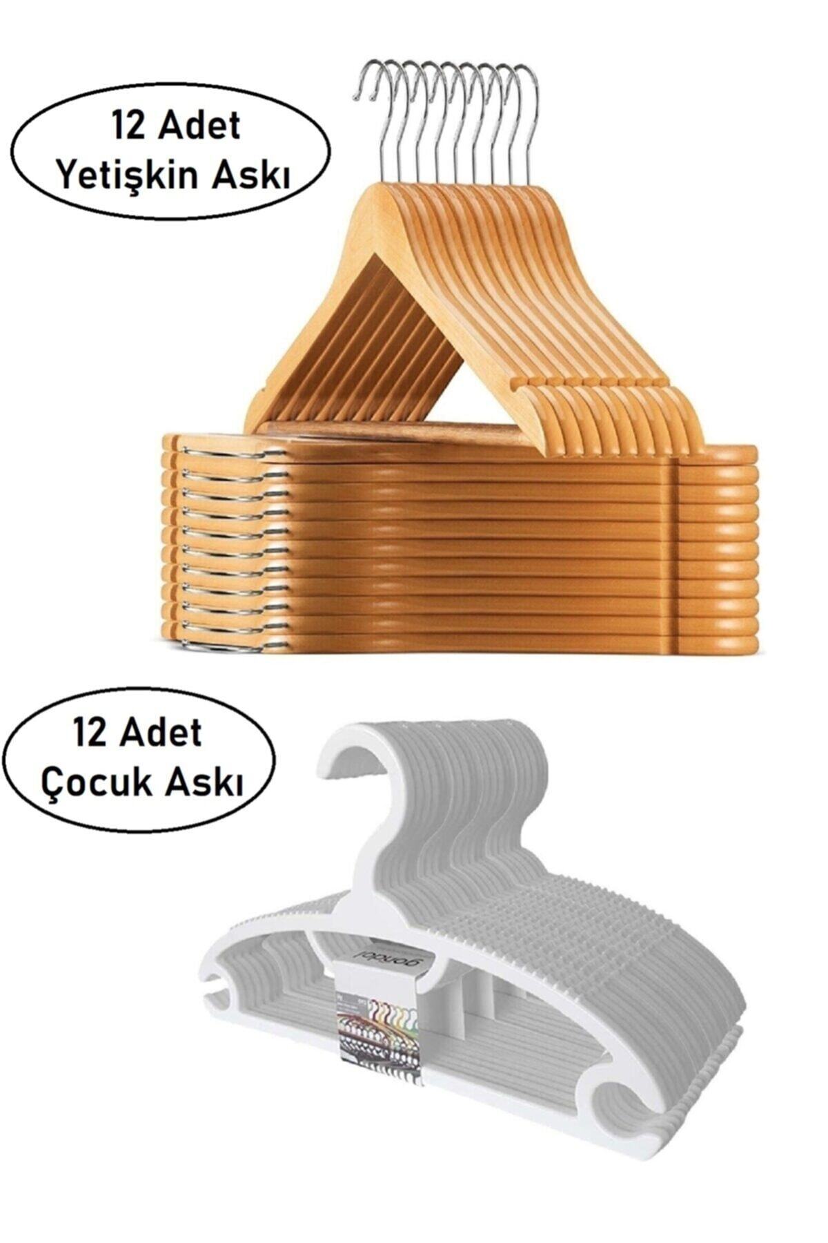 Şahane Pazar 24 Parça Ahşap (yetişkin) Plastik (bebek) Askı Seti Fma04863 Fma889977