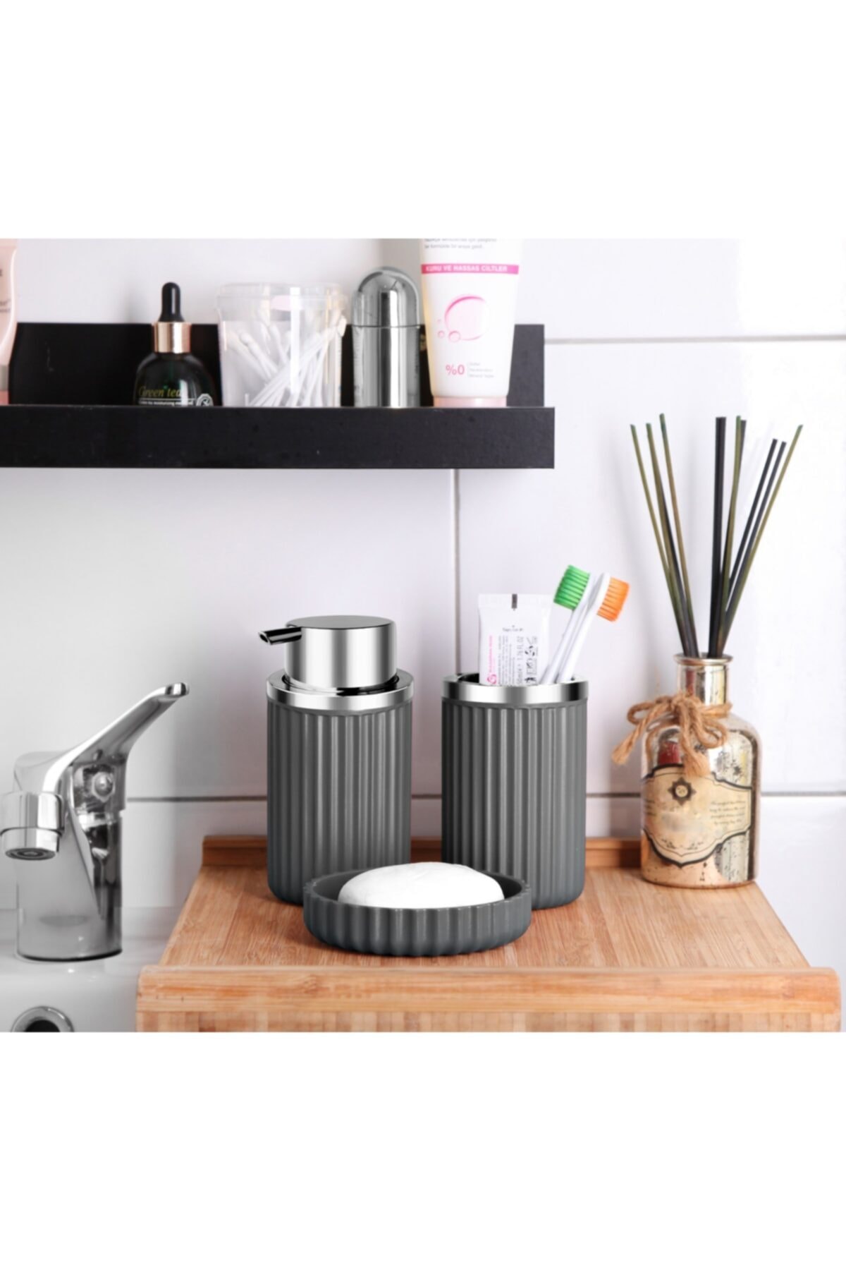 Eminem 3'lü Banyo Seti-gri Nikel