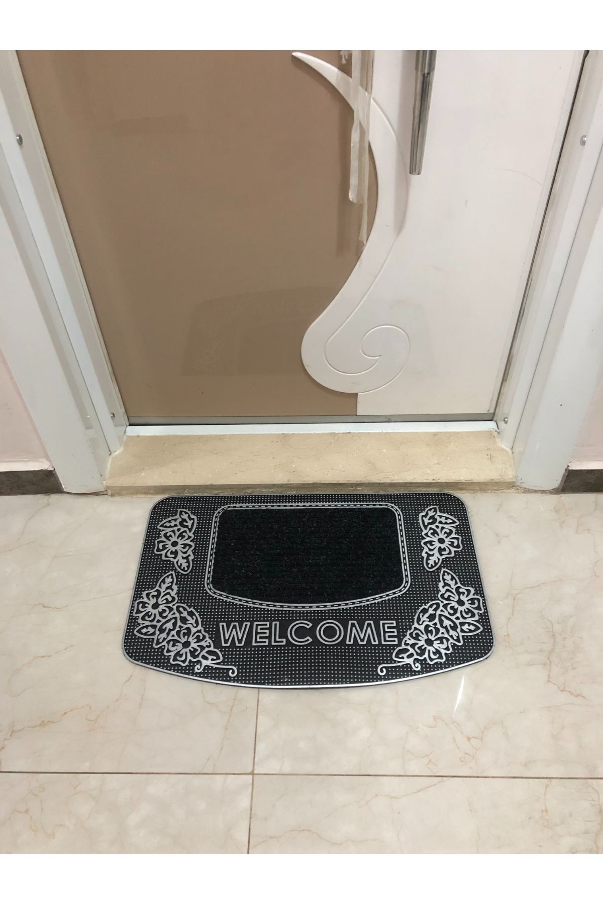 BirceHome Dekoratif Welcome Kauçuk Kapı Önü Paspası