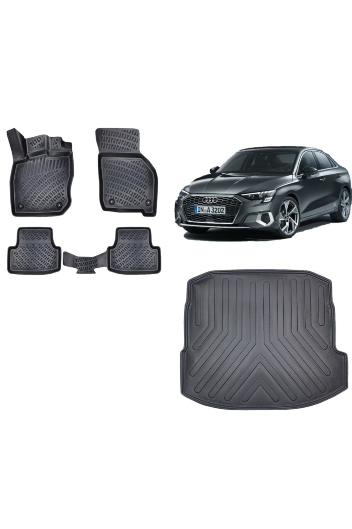 Rizline Audi A3 Sedan 2020 Sonrası Bagaj Havuzu+3d Havuzlu Paspas Takımı