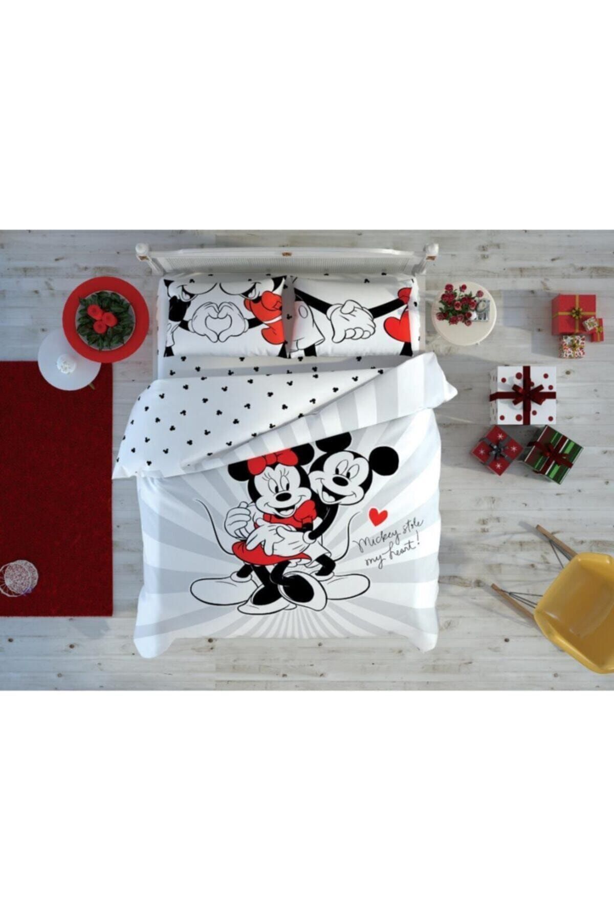 Taç Disney Minnie Mickey Love Day Çift Kişilik Nevresim Takımı Sevgililer Günü Nevresim Takımı