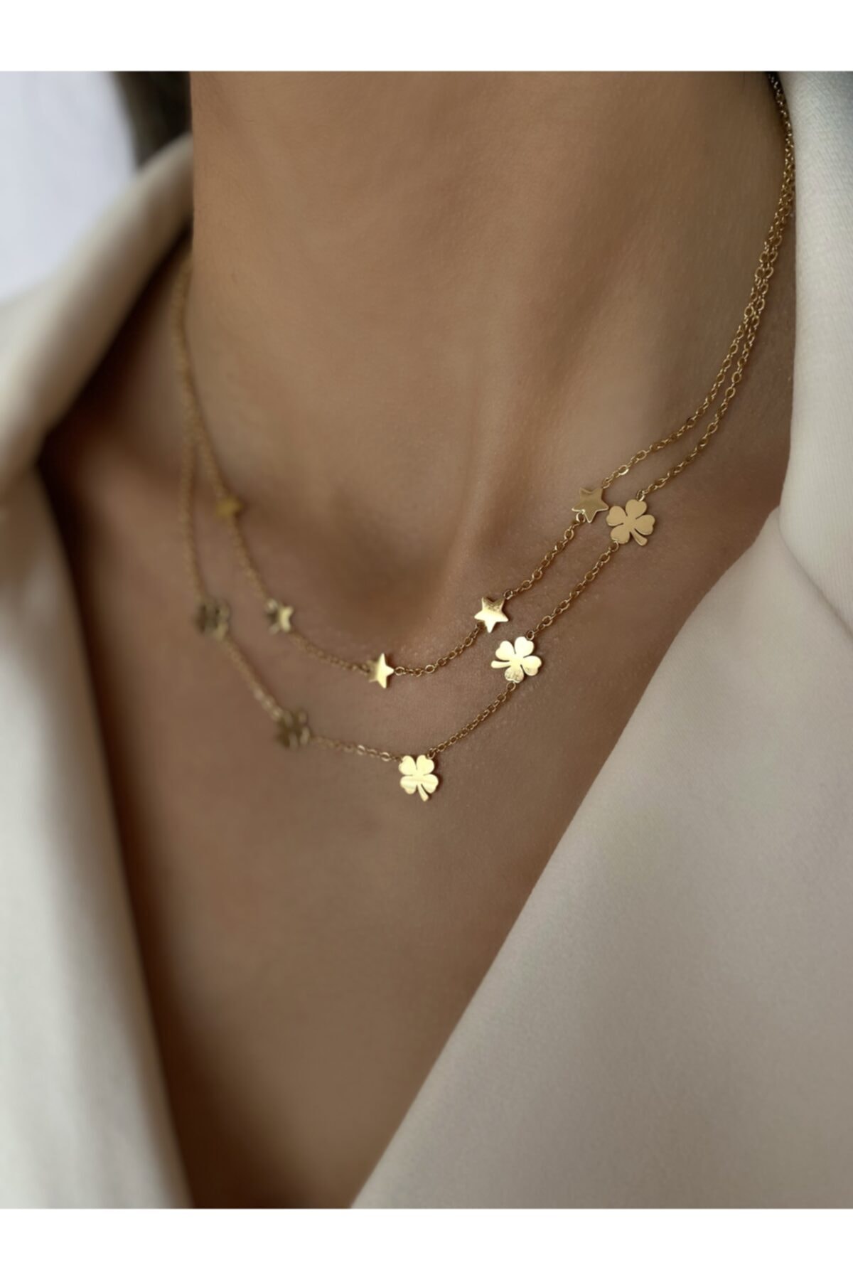 bymissnora Gold Çelik Yonca&yıldız Kolye