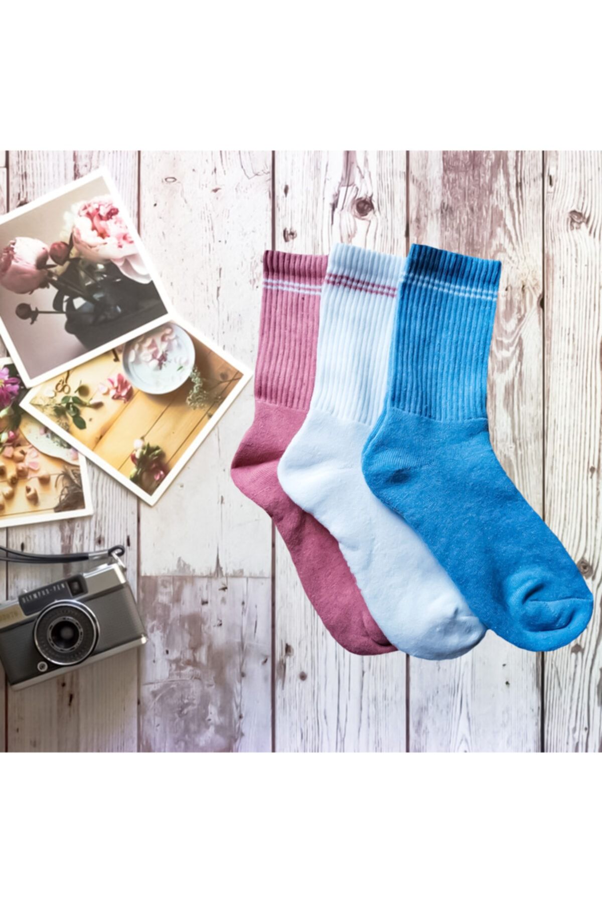 Dobby&Lumos Unisex Çok Renkli Dikişsiz Termal Havlu Tenis Soket Çorap 3'lü Ekonomik Paket