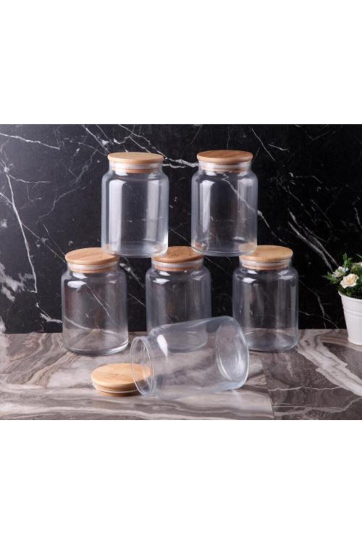 GÖNÜL Bambu Vakumlu Kapaklı 0,80 Lt Cam Kavanoz 6'lı Set Fma05223
