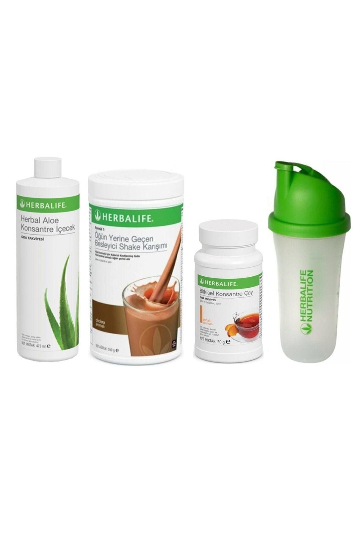 Herbalife Başlangıç Seti-1 ( Çikolatalı Shake 50 gr Şeftali Çay Aloevera Konsantre Içecek Shaker)