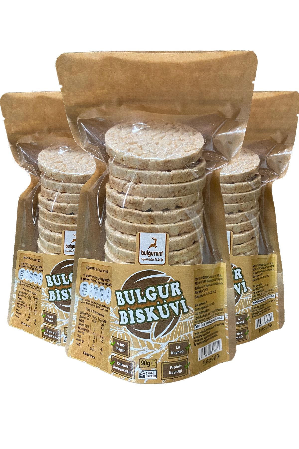 Bulgurum Organik Bulgur Bisküvi 90 Gr. X 3 Ad.