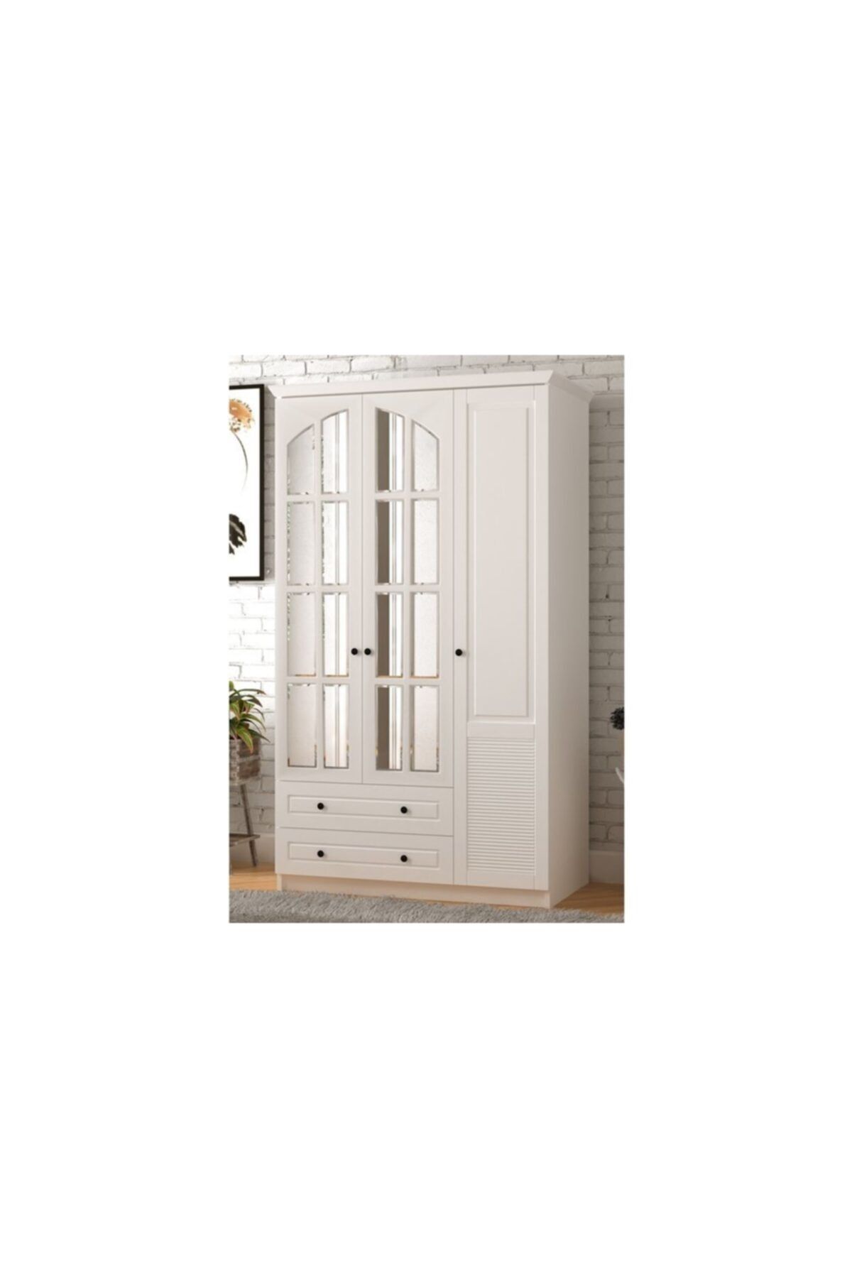Vivense Rabi Izel Country 3 Kapak 2 Çekmeceli Gardırop 184cm