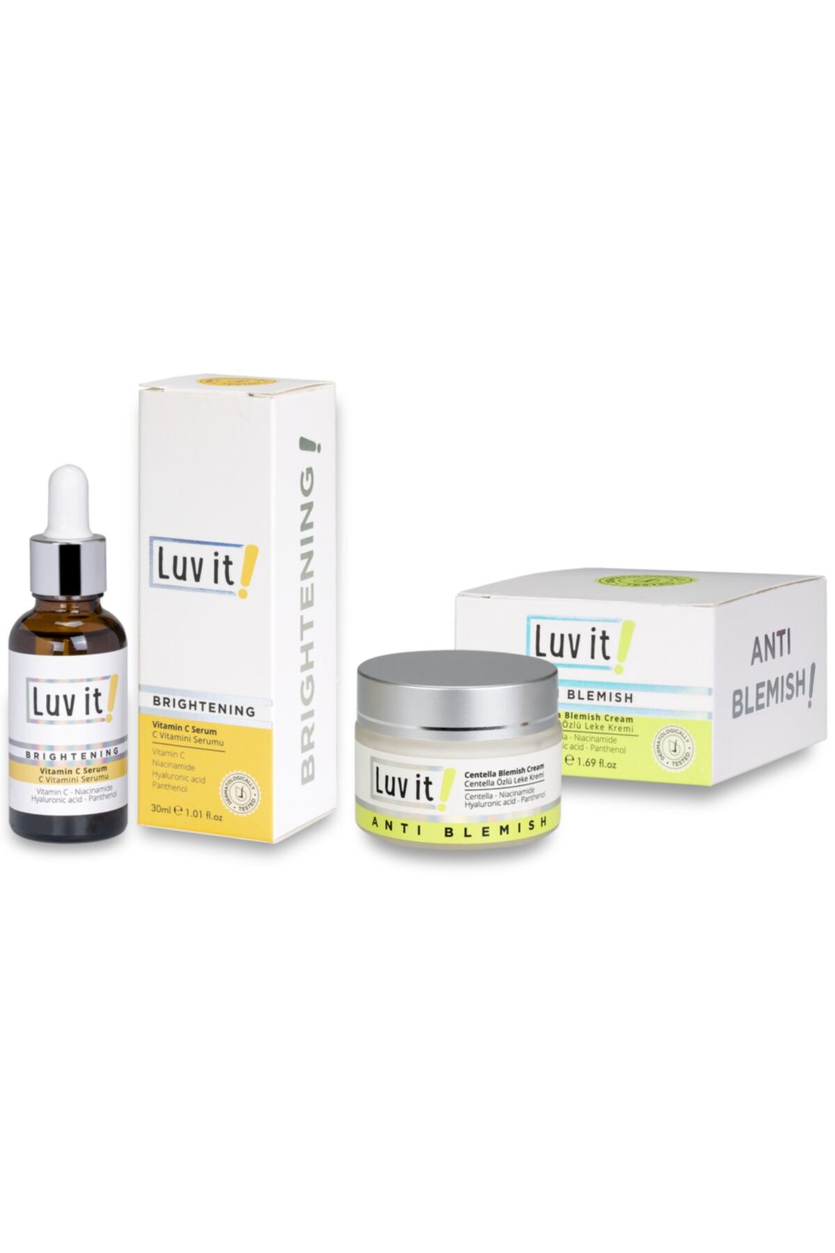 Luv it! C Vitamini Serumu + Centella Özlü Leke Kremi (Aydınlatıcı ve Leke Karşıtı) 2'li Cilt Bakım Seti
