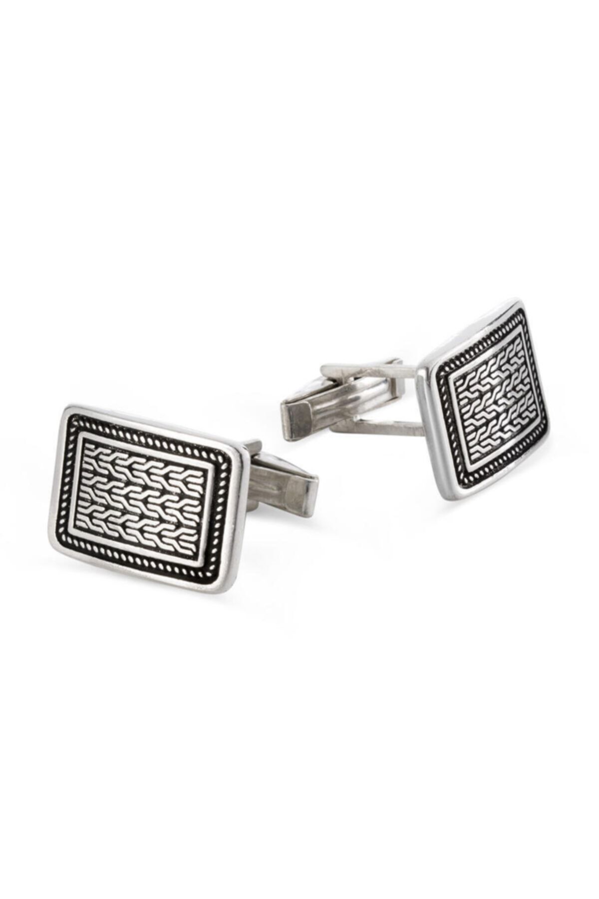 Candie Silver Simetrik Motifli 925 Ayar Gümüş Kol Düğmesi