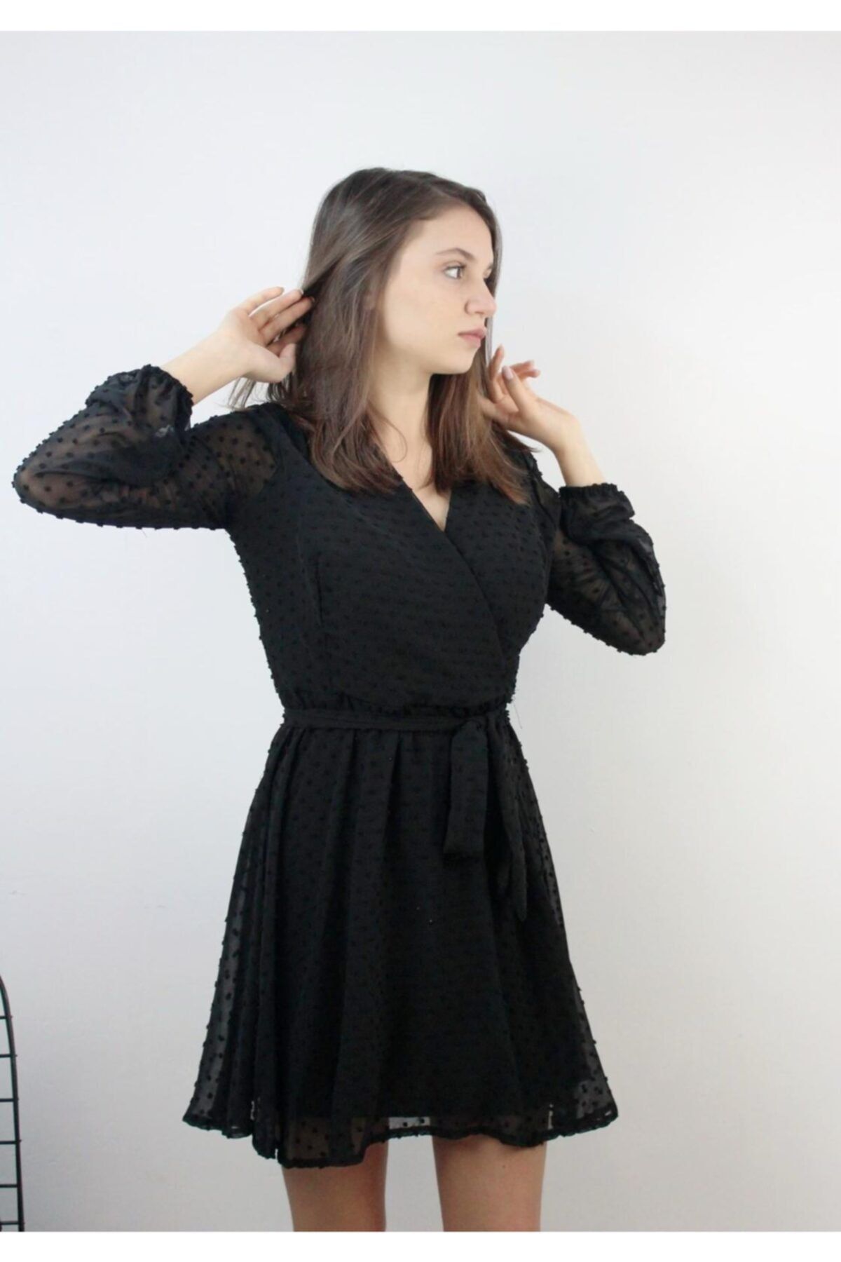 Mois Atelier Siyah Volanlı Elbise