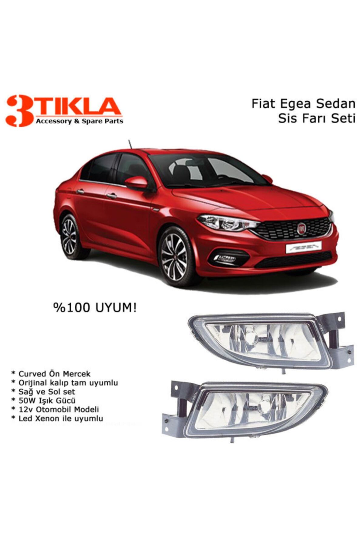 3 Tıkla Fiat Egea Sedan Sis Farı Seti