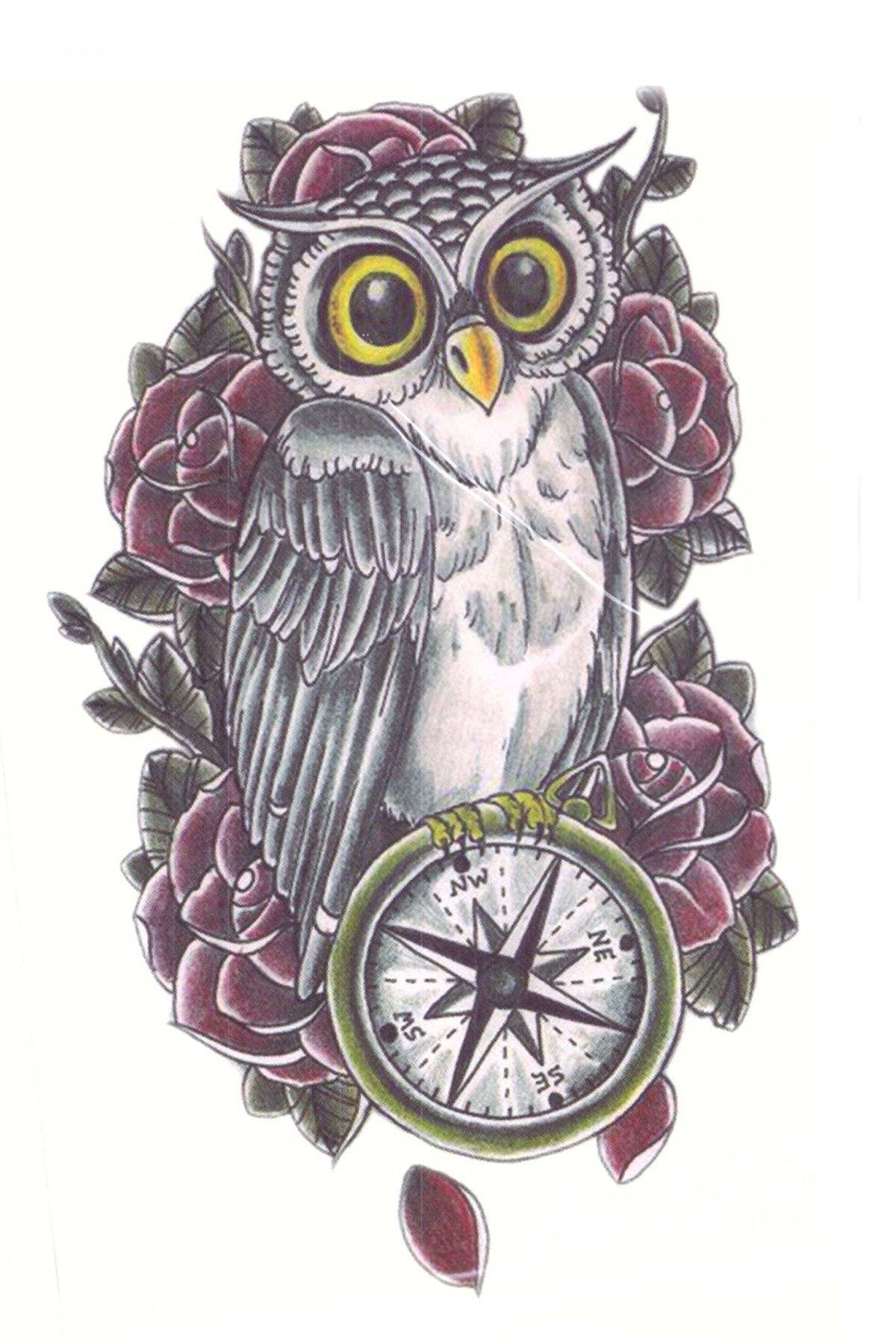 Store&Tattoo Baykuş Geçici Dövme Orta Boy 21x15 cm