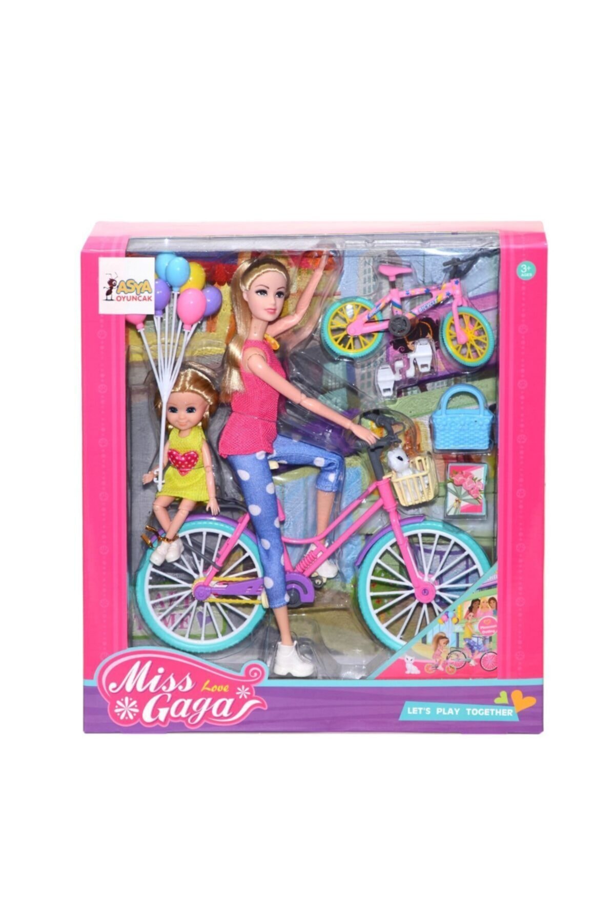 Asya Oyuncak 21534-51808 Asya, Miss Gaga Bisikletli Bebek Seti / +3 Yaş