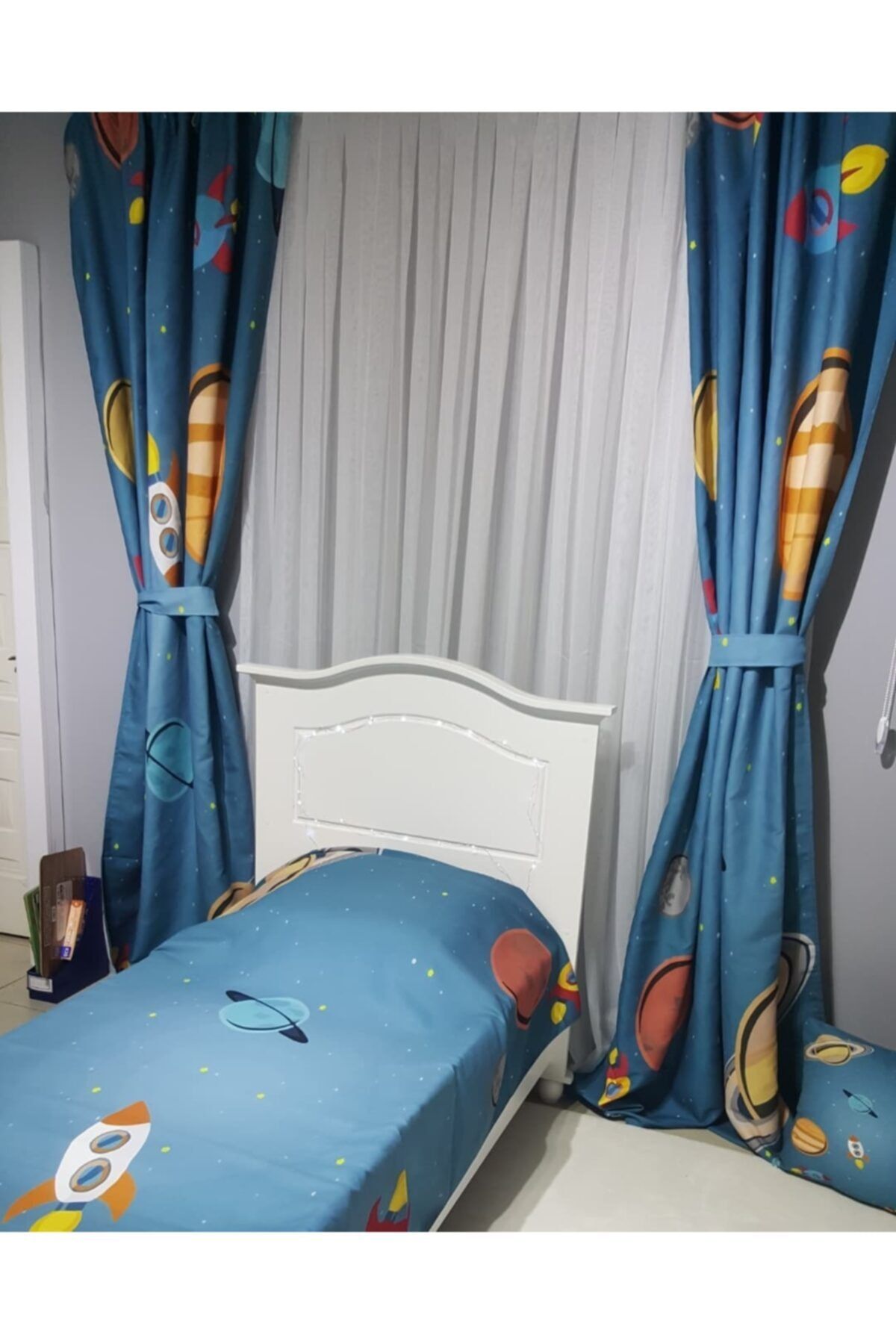 halımarkt Halımakrt Uzay Temalı Çocuk Perdesi Seti