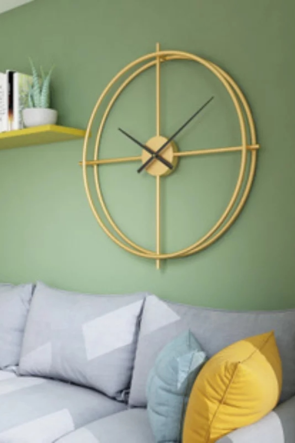 AGA KONSEPT Ispanyol Ve Iskandinav Tarzı Ferforje Metal Gold Minimalist Duvar Saati 90 Cm