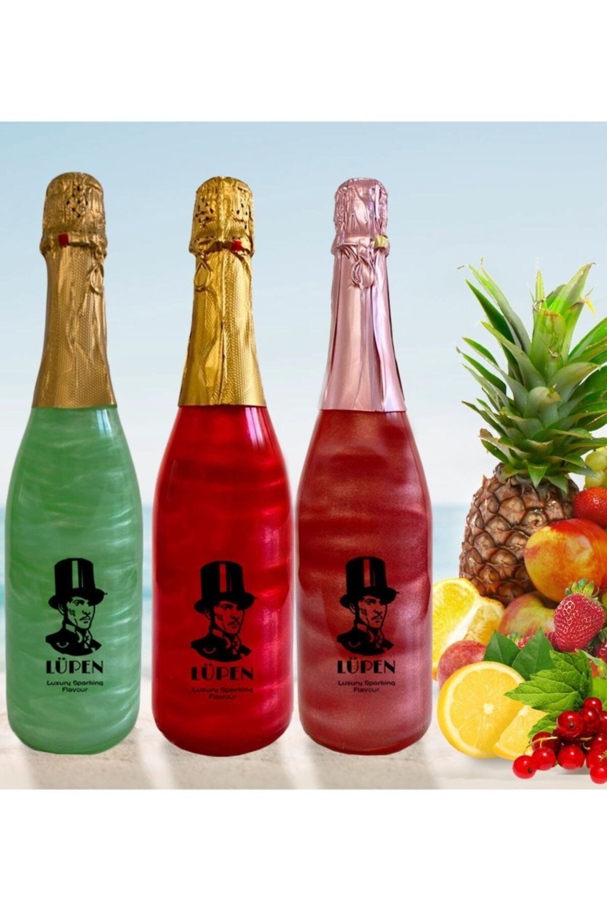 Lüpen Simli Nane Limon Frenk Üzümü Aromalı Alkolsuz Gazlı İçecek 3 Adet
