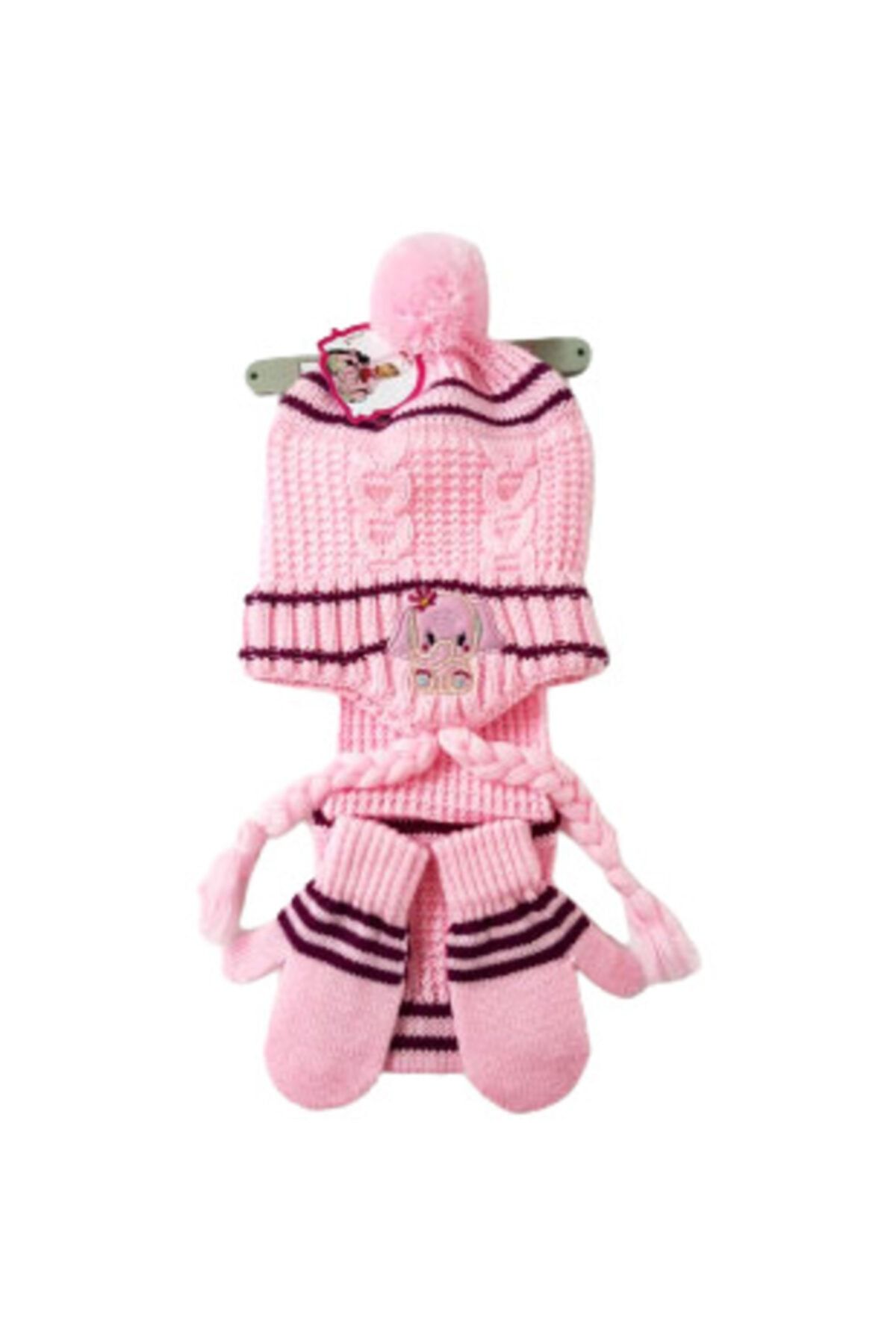 Tidi 5017 Kız 3 lü Bebek Bere Takım 1 4 Yaş  Pembe
