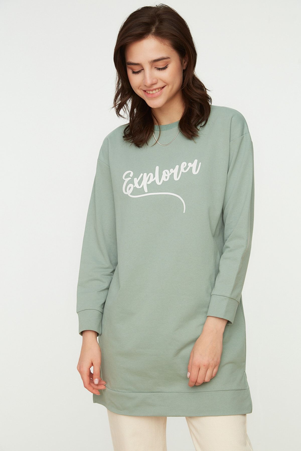 Trendyol Modest Yeşil örme Sweatshirt TCTAW22TW0192